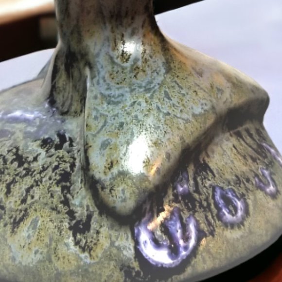 Doug Wylie Whale Tail Set-2 Wine/Water Handmade Goblet Blue/Grey Drip Pottery - Picture 11 of 15